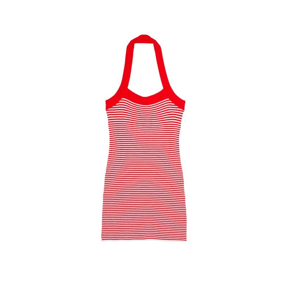 FRANKIES BIKINIS CHAZ KNIT MINI DRESS | Red Stripe | Small | NWT